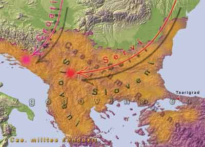 naselitev srbov in hrvatov med slovene v 6. stoletju, bizantinsko cesarstvo, sloveni
