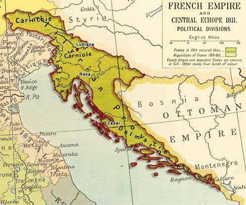 Map of Illyrian Provinces; Zemlevid Ilirske province; 1809-1815