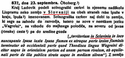 vir 121, leto 837, Bavarska puščava = Slovenija: v Sloveniji; in Sclavinia