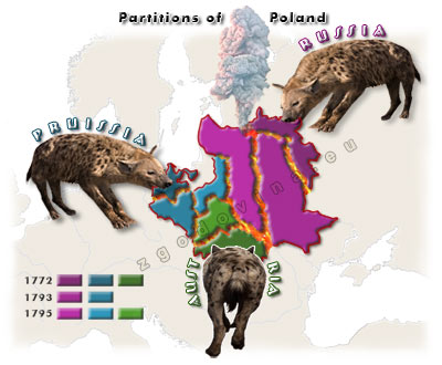 Partitions of Poland among Russia, Prussia and Austria in the Years 1772, 1793 in 1795; Razkosanje (delitev) Polske med Rusijo, Prusijo in Avstrijo v letih 1772, 1793 in 1795 