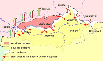 koroška, cona A, nenadzorovan prehod nemcev v velikih skupinah