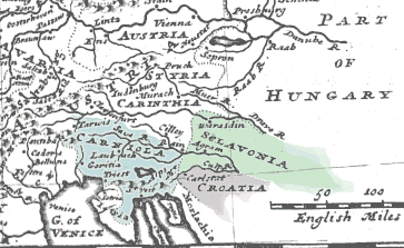 carniola, sclavonia, croatia, krajnska, slovenija (slavonia), hrvaška, thomas salmon 1745